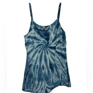 Y2K Hard Tail Blue and White Tie-Dye Design Tank Top Size Large